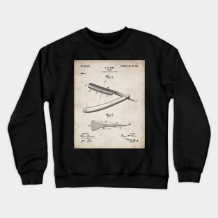 Straight Razor Patent - Stylist Barber Bathroom Decor Art - Antique Crewneck Sweatshirt